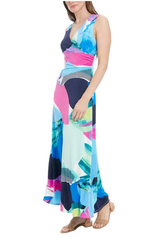 London Times Multi Color Sleeveless Maxi Dress
