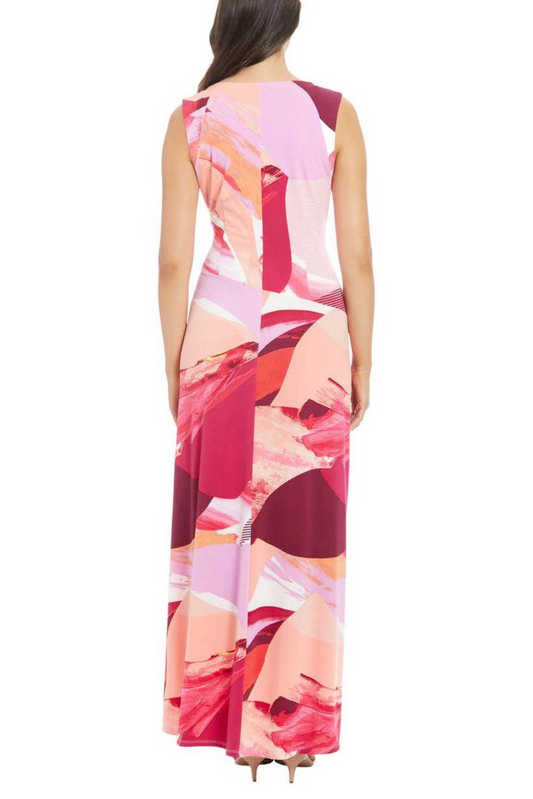London Times Multi Color Sleeveless Maxi Dress