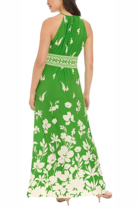 London Times Floral Print Halter Maxi Dress