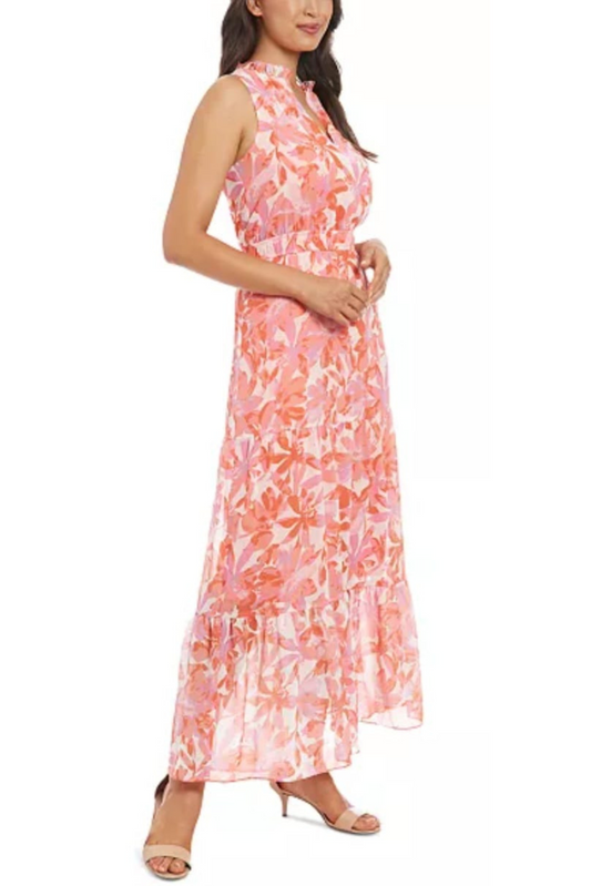 London Times Floral Print Maxi Dress