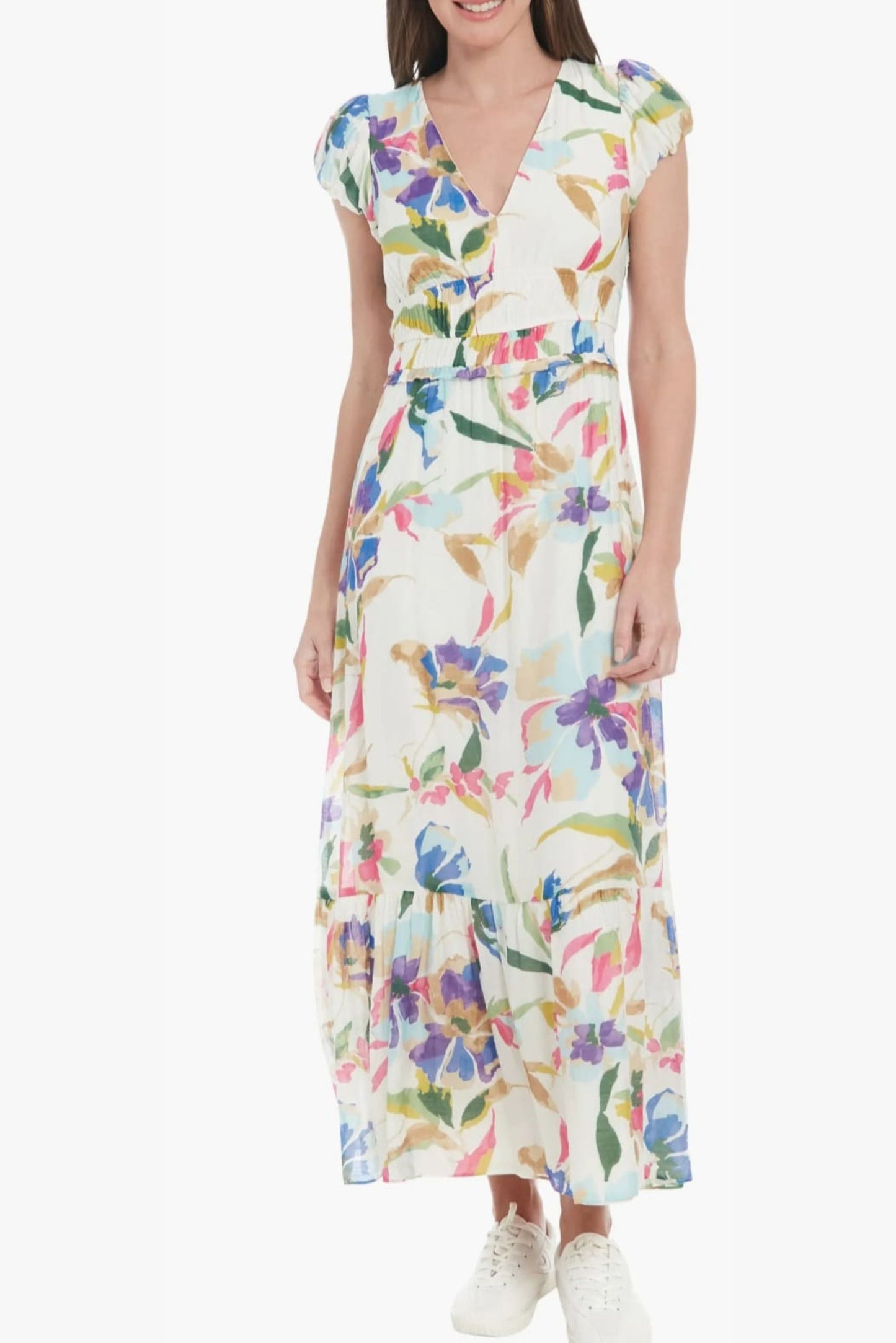 London Times Floral Print Maxi Dress