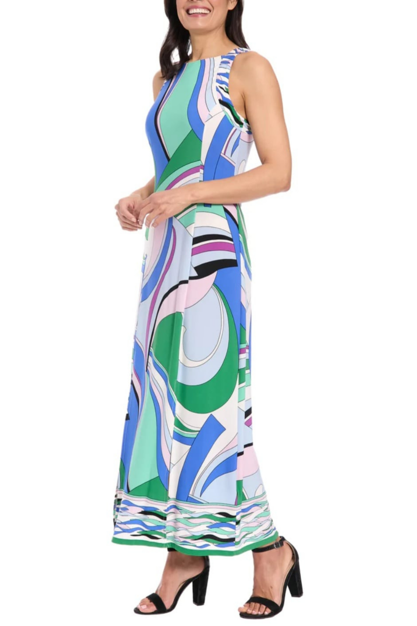 London Times Multi Color Sleeveless Maxi Dress