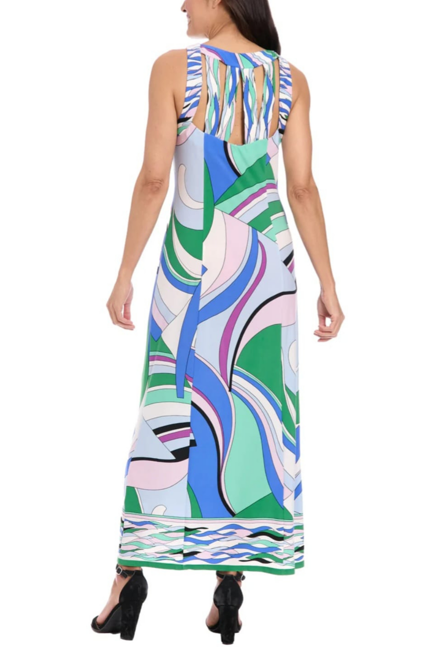 London Times Multi Color Sleeveless Maxi Dress