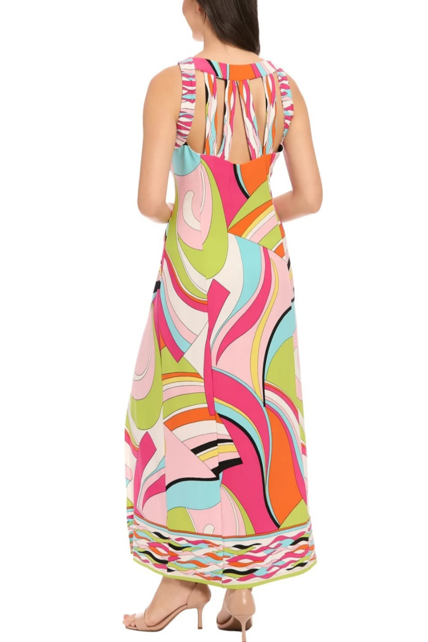 London Times Multi Color Sleeveless Maxi Dress