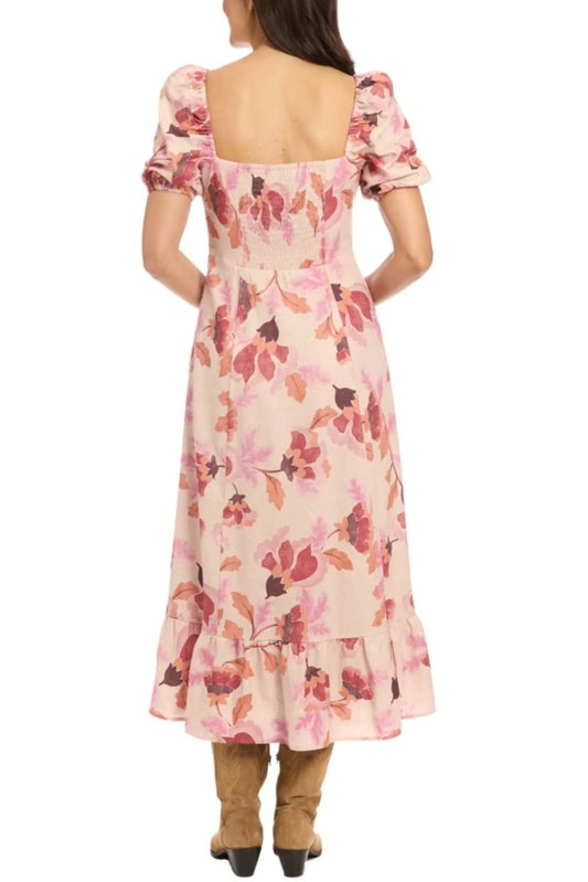 London Times Floral Print Ruffle Maxi Dress