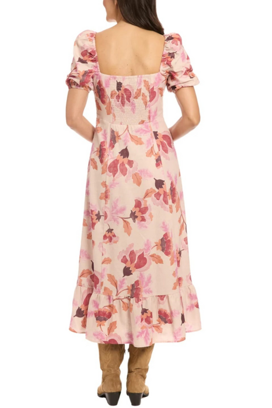 London Times Floral Print Ruffle Maxi Dress