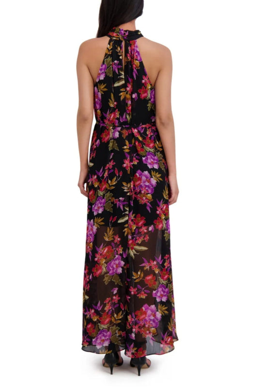 London Times Floral Wide Leg Halter Neck Jumpsuit