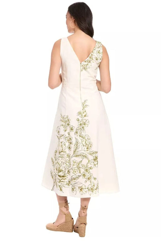 London Times Floral Placement Midi Dress
