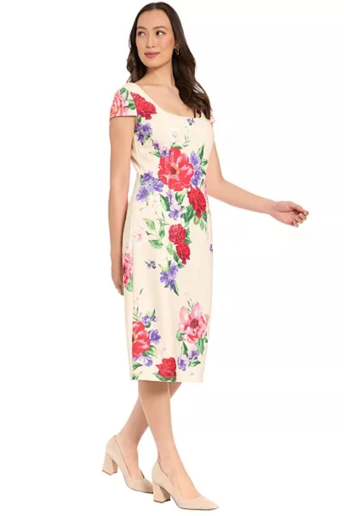 London Times Floral Halter Midi Dress