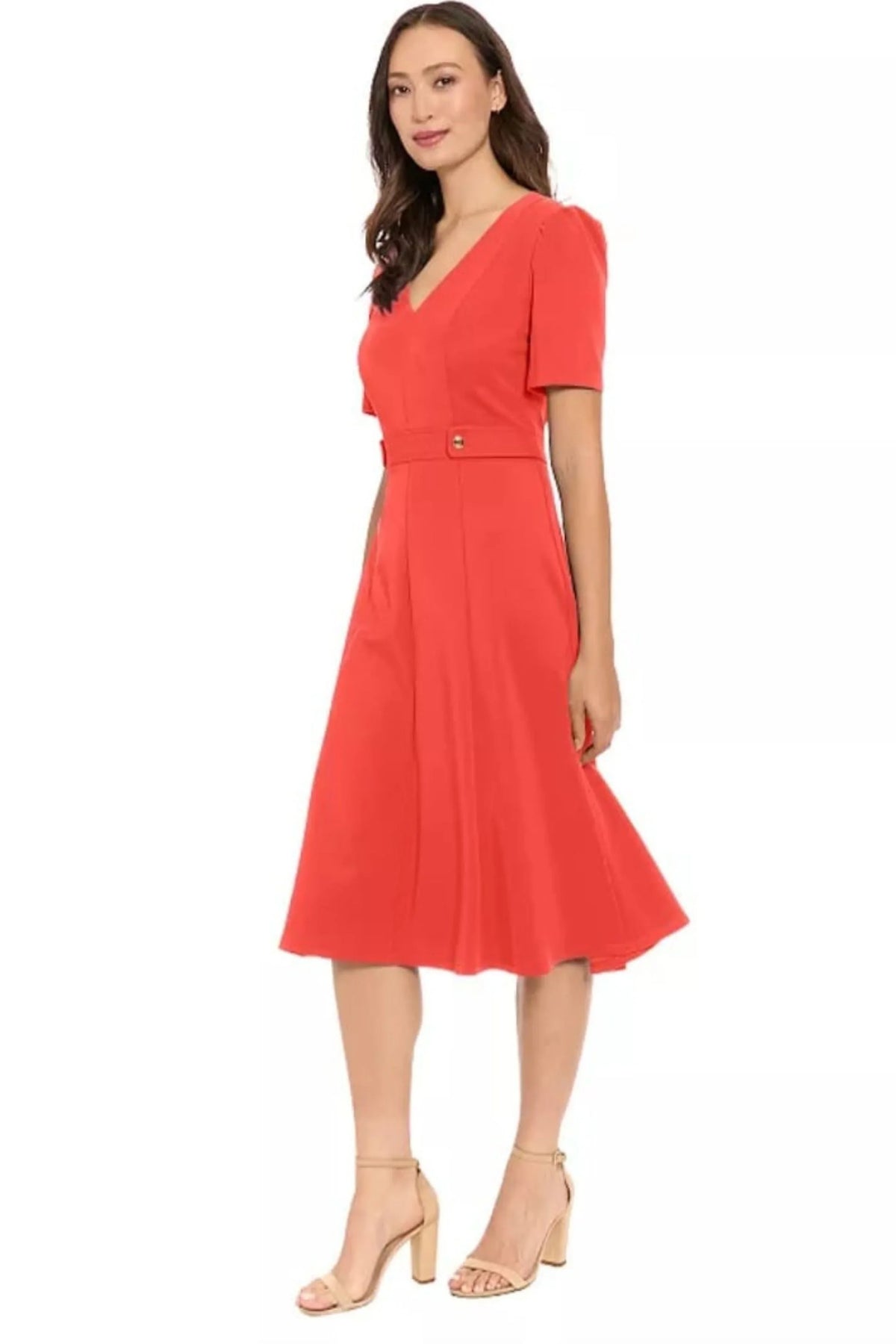 London Times Tiered Flutter-Sleeve Maxi Dress