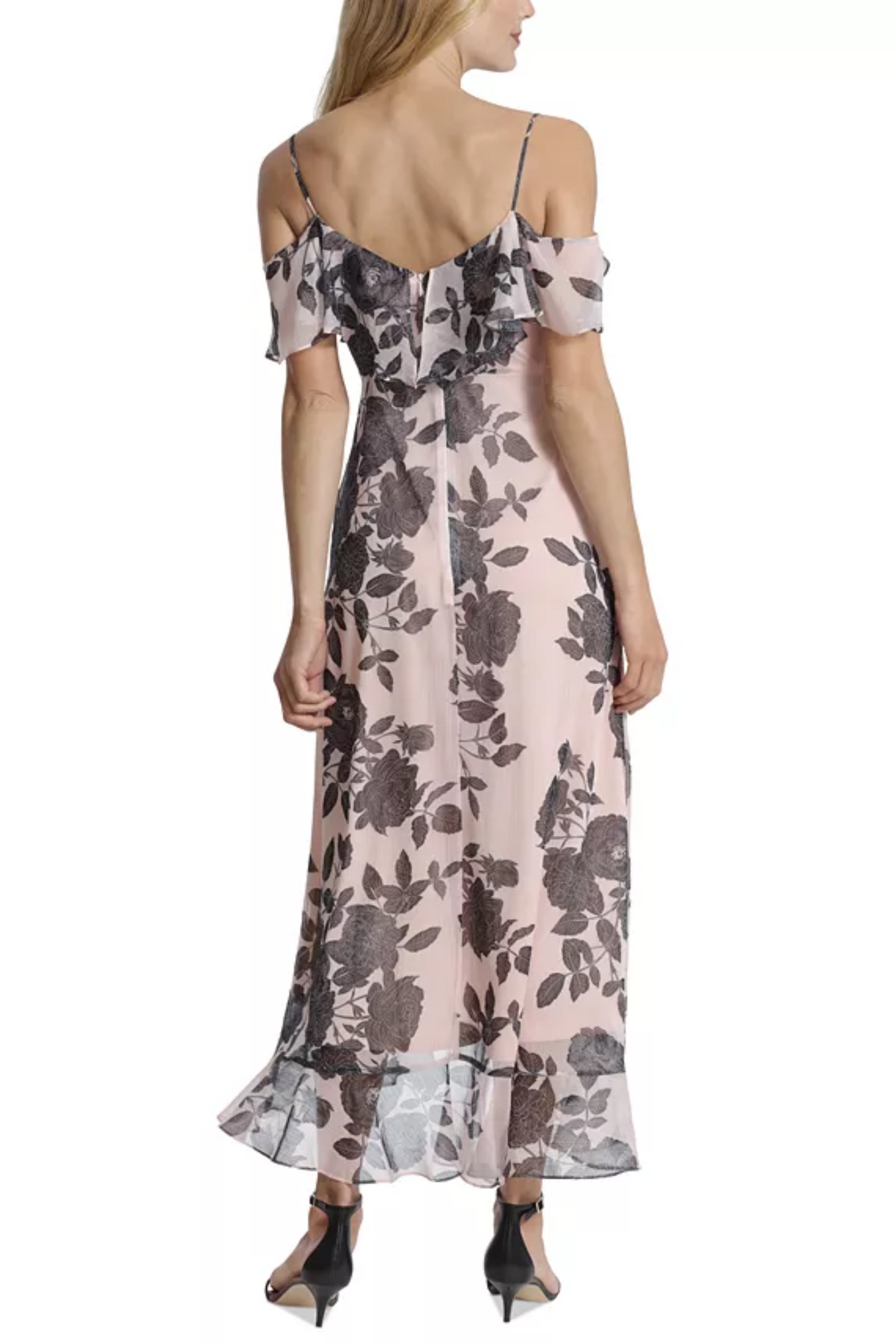 London Times Floral Cold Shoulder Maxi Dress