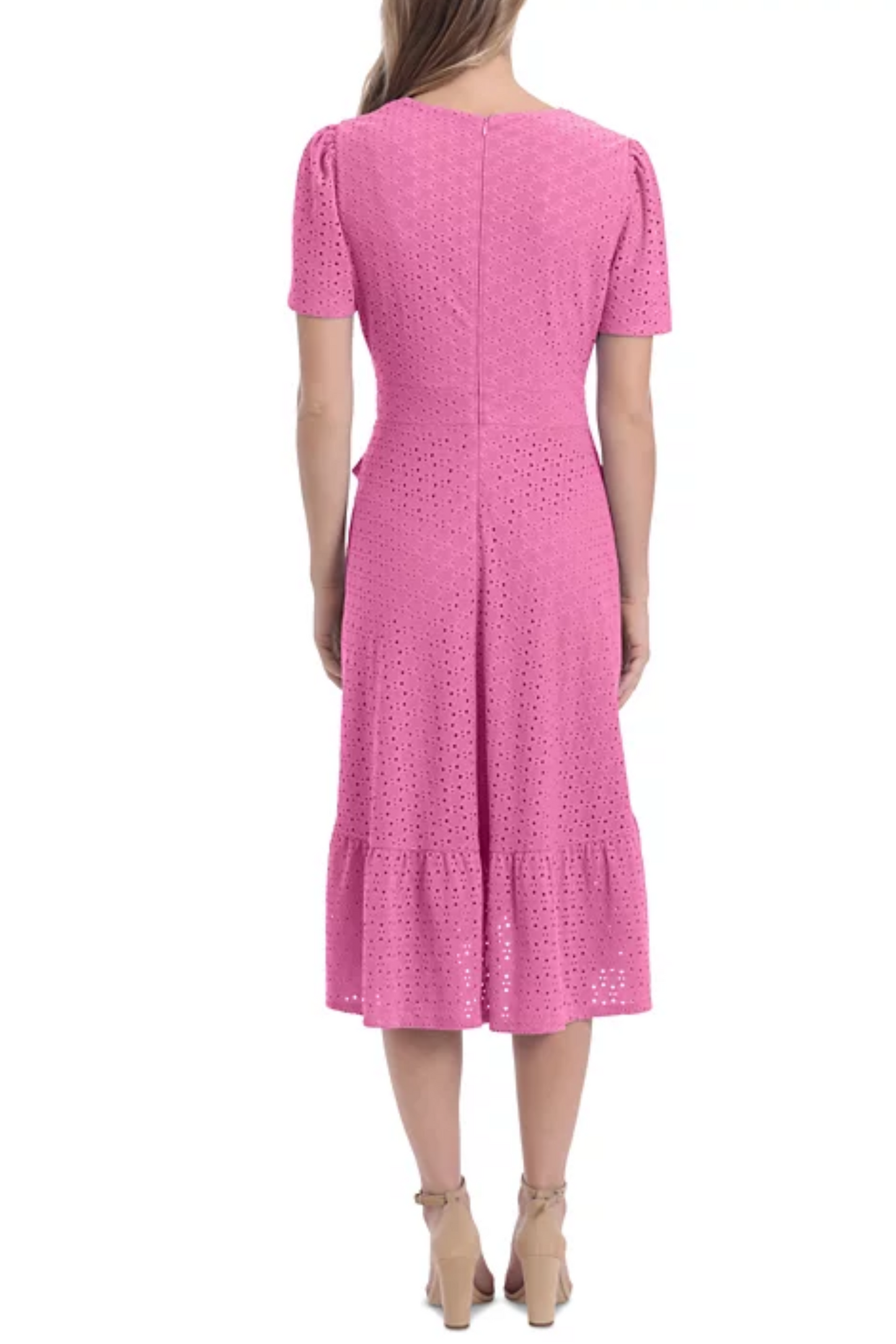 London Times Faux-Wrap Eyelet Dress PETITE