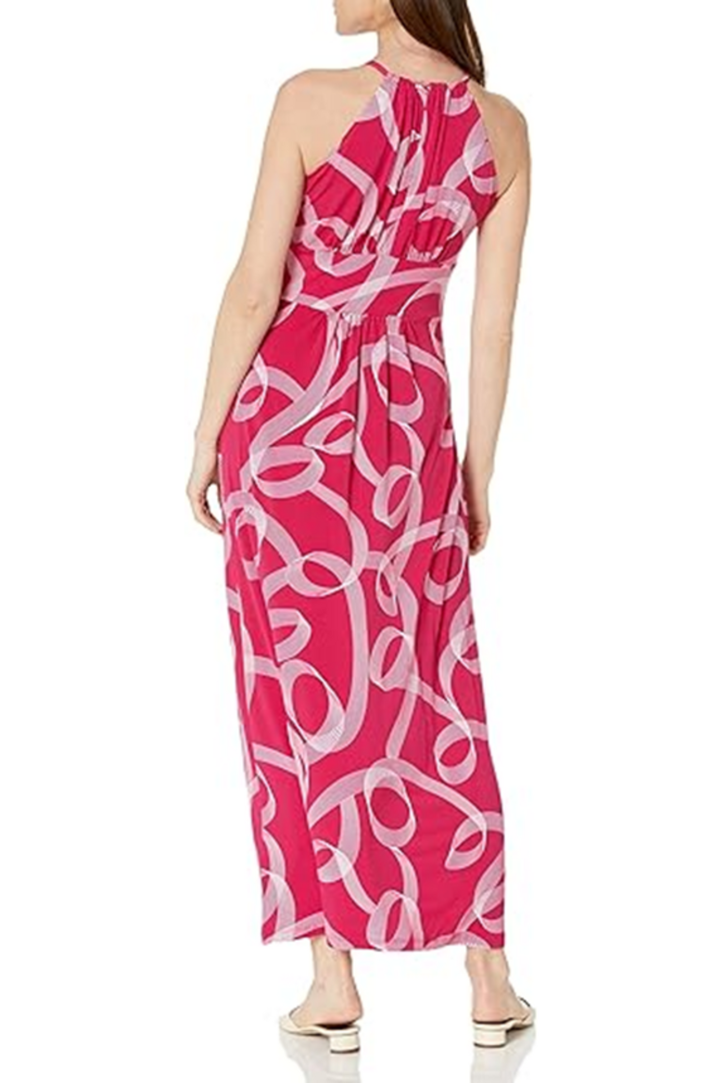 London Times Halter Brushstroke Print Maxi Dress