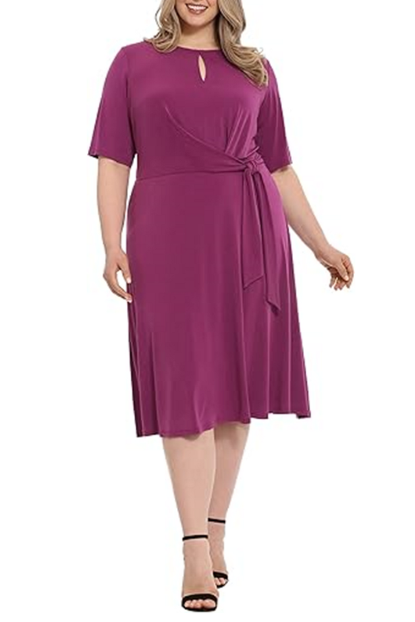 London Times Keyhole Detail A-Line Midi Dress