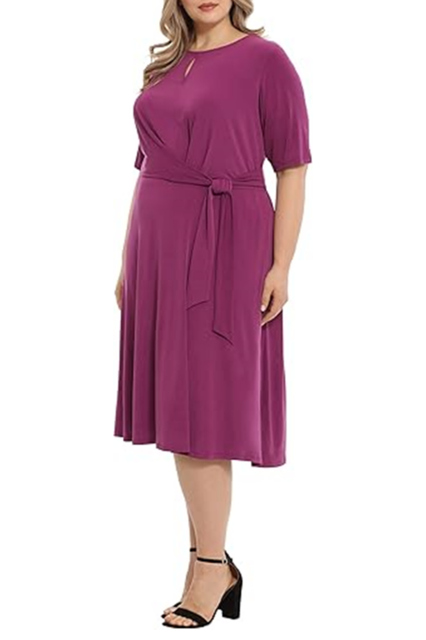 London Times Keyhole Detail A-Line Midi Dress