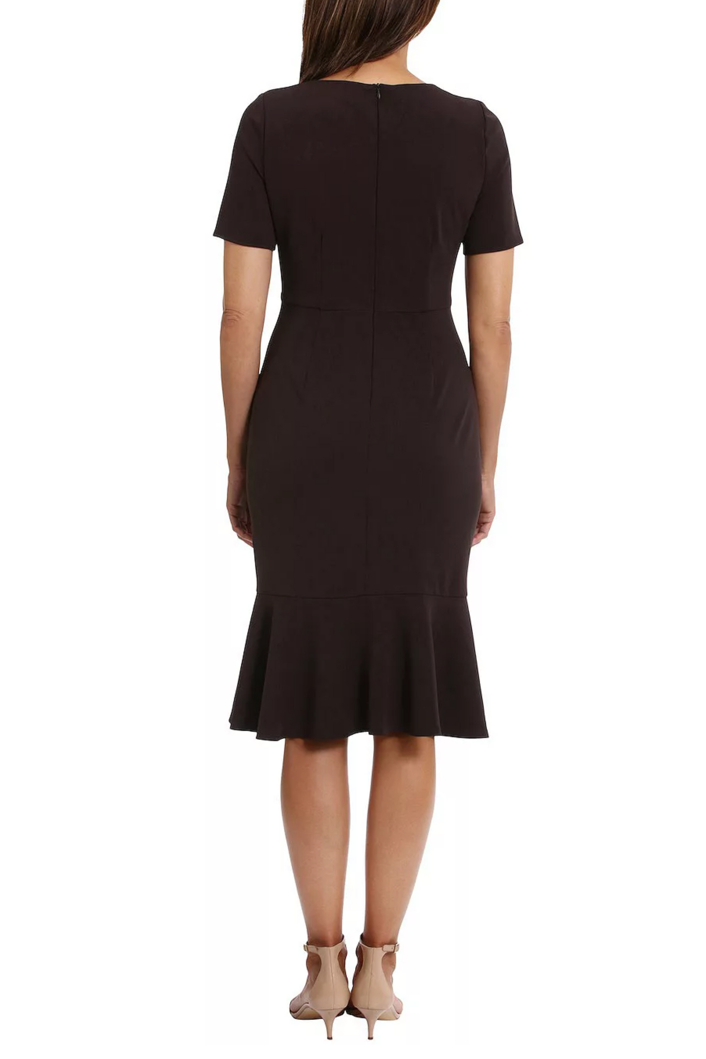 London Times Twist Waist Ruffle Skirt Sheath Dress
