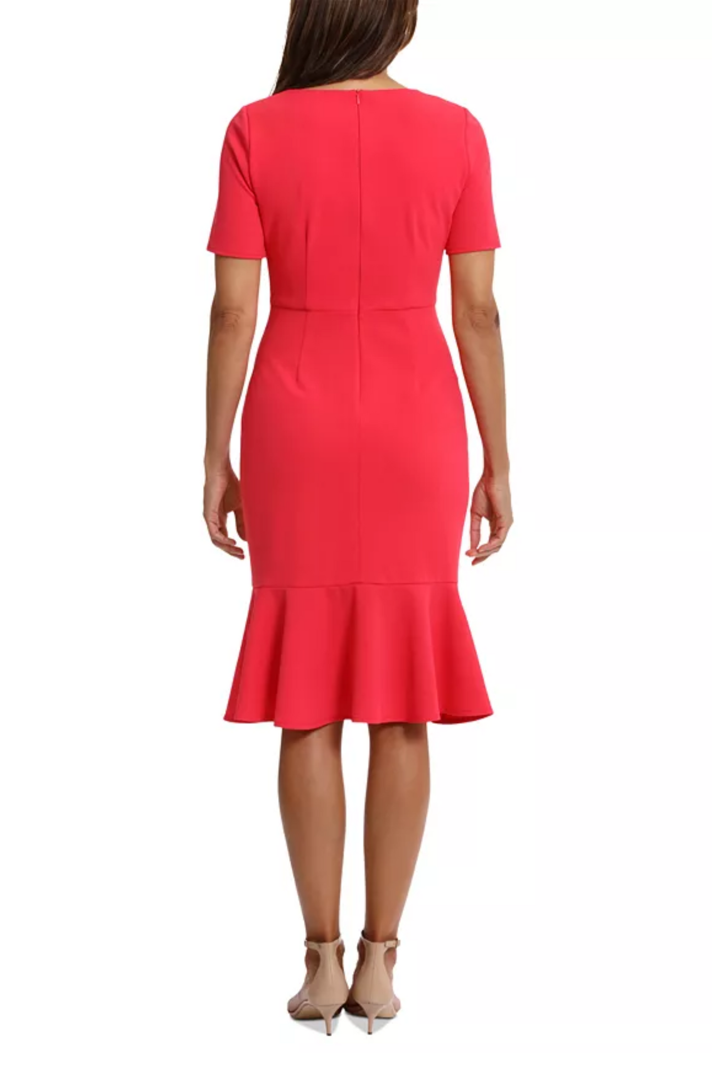 London Times Twist Waist Ruffle Skirt Sheath Dress