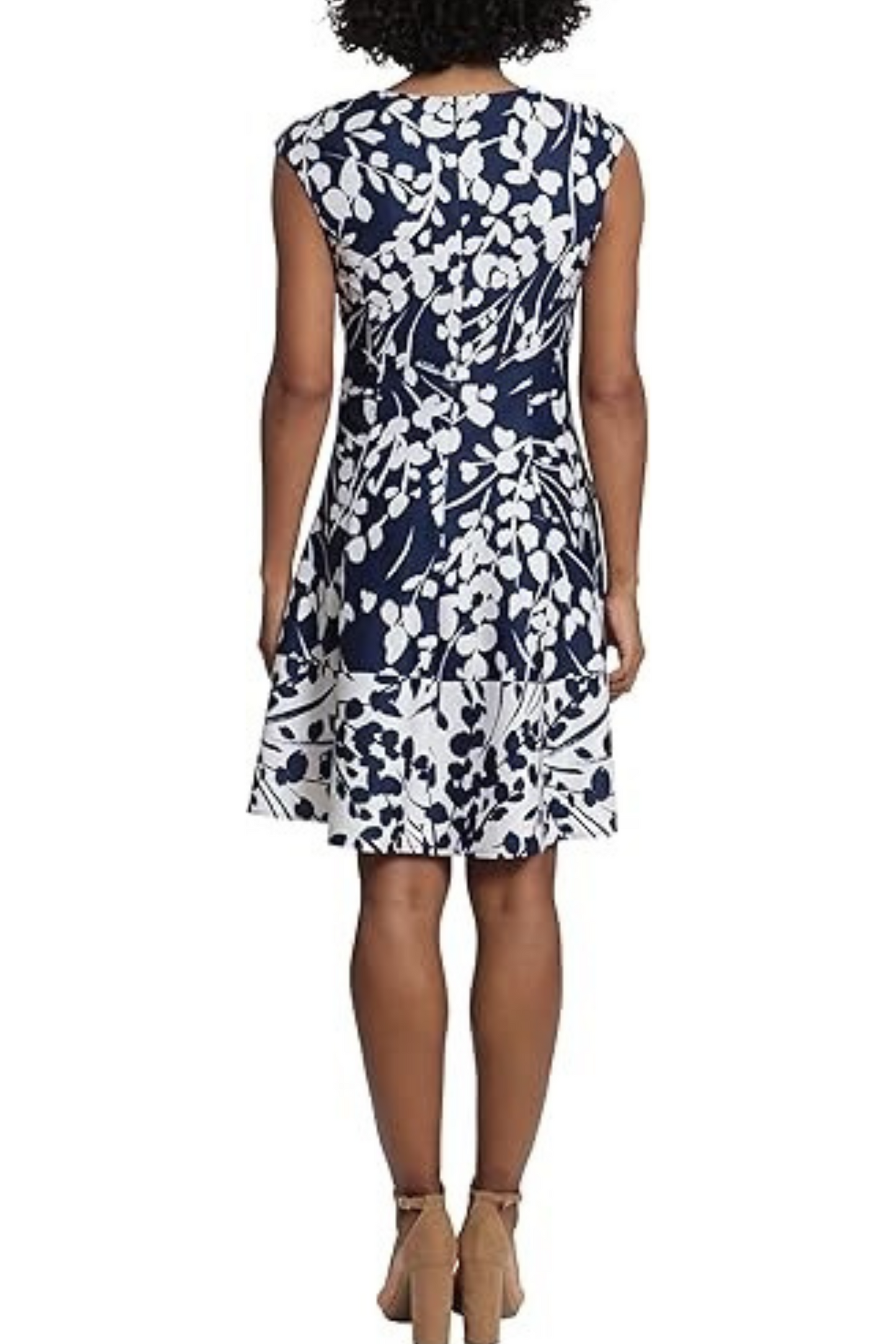 London Times Cap Sleeve Floral A-Line Dress
