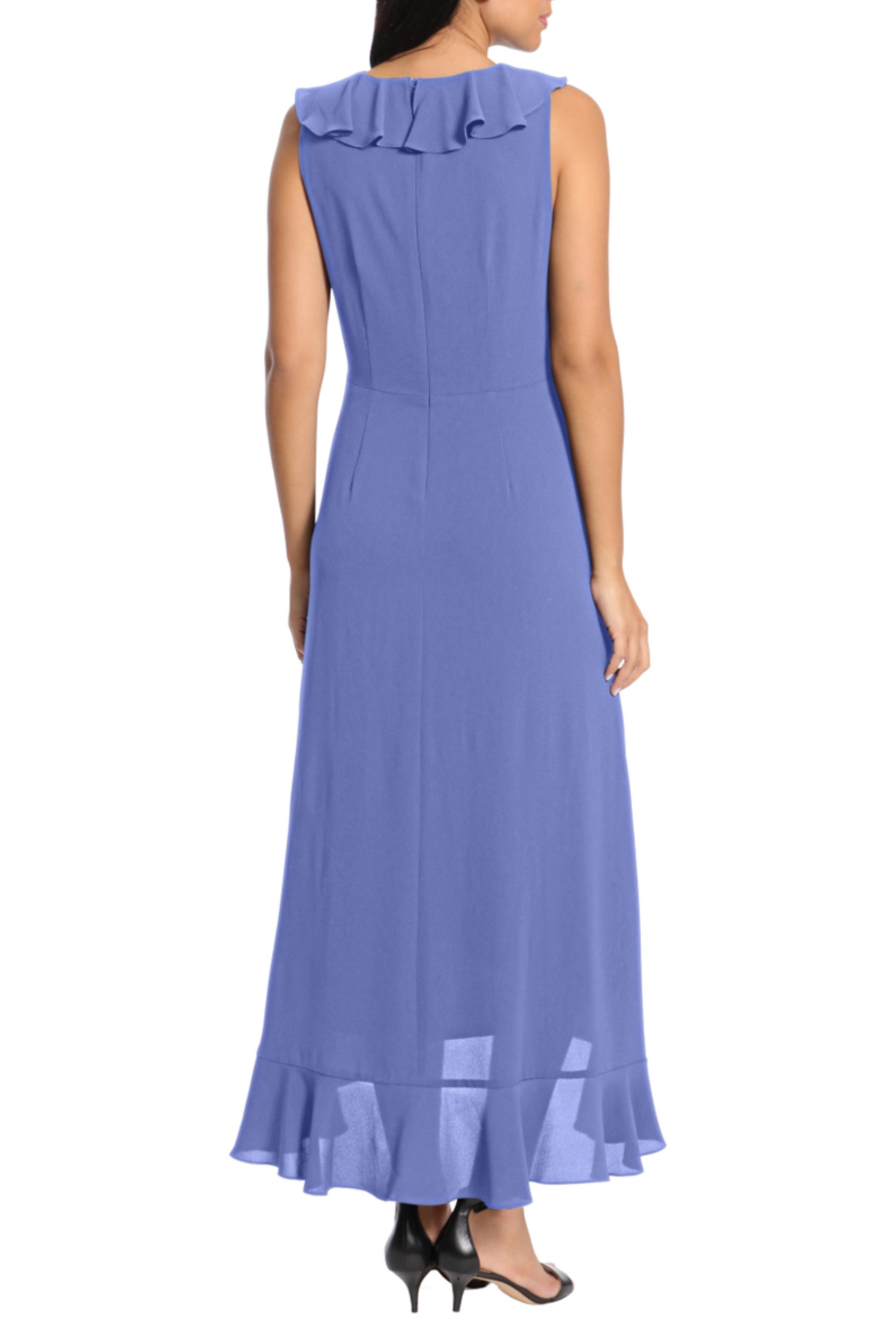 London Times Sleeveless Faux-Wrap Maxi Dress