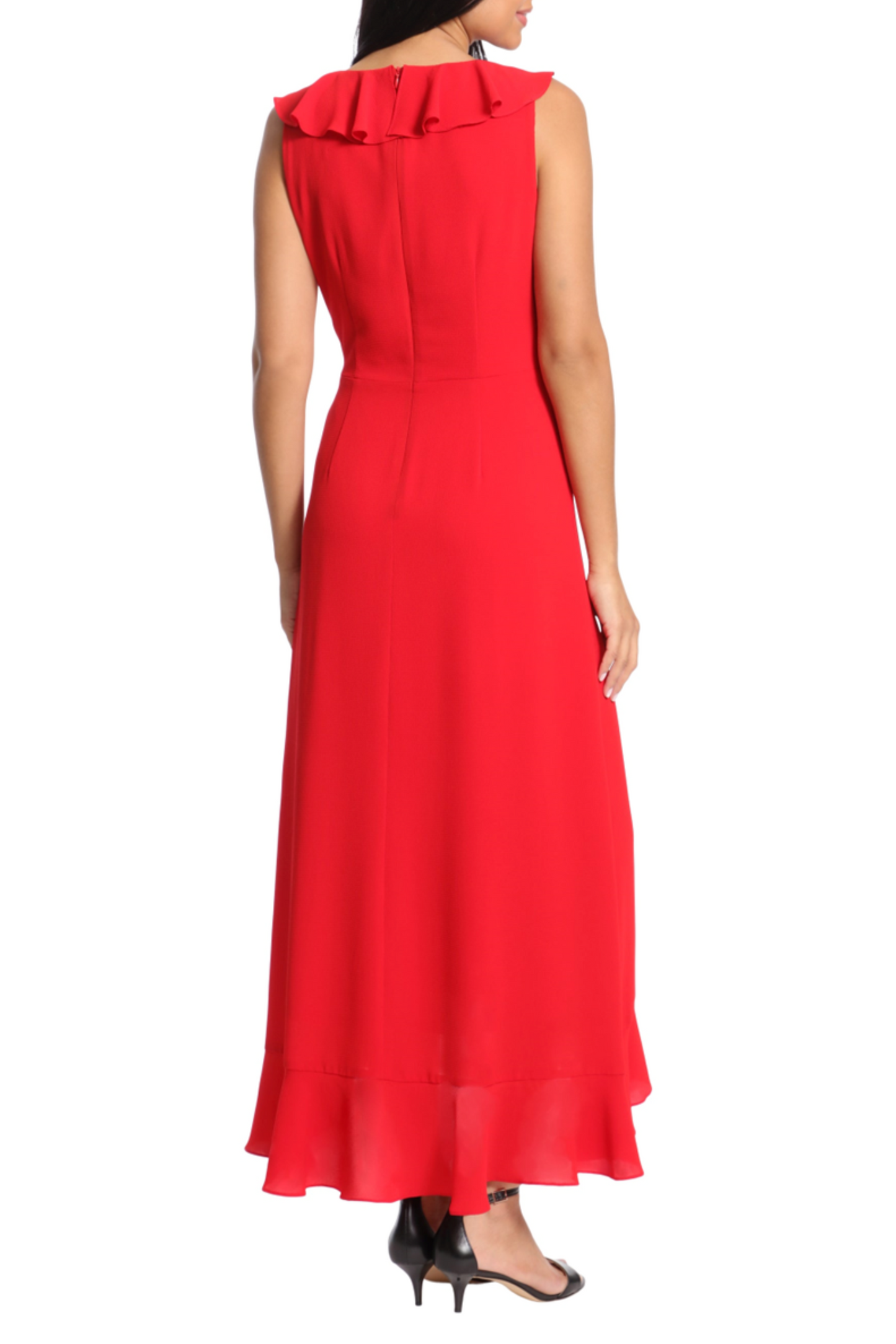 London Times Sleeveless Faux-Wrap Maxi Dress