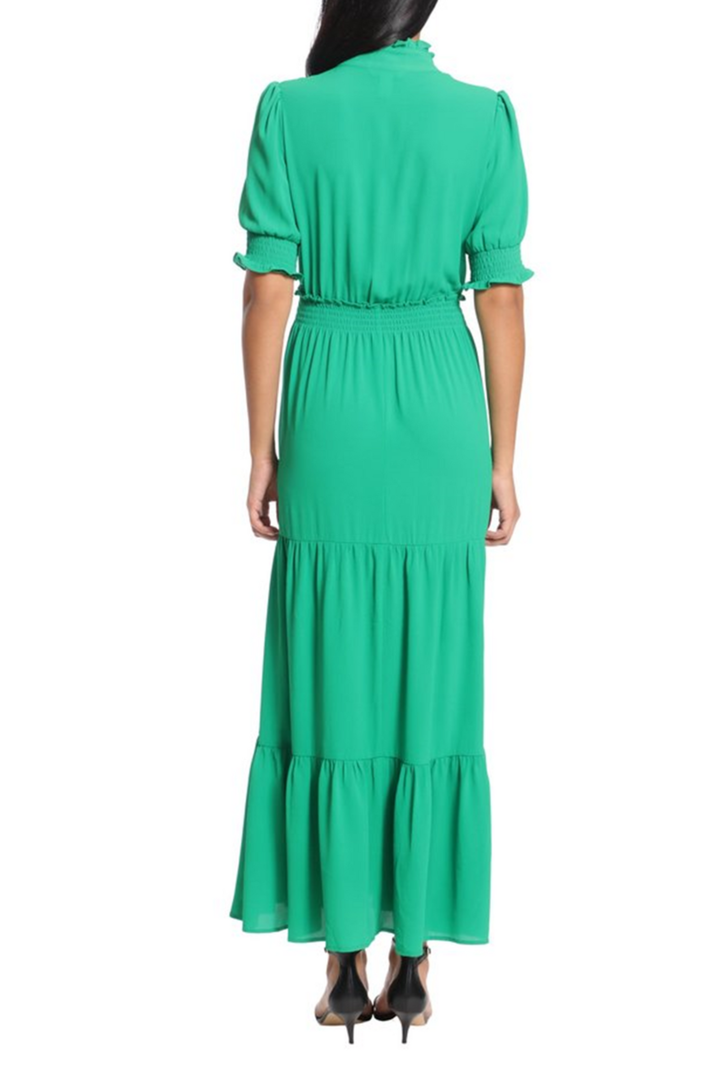 London Times Smocked Waist Maxi Dress Plus Size