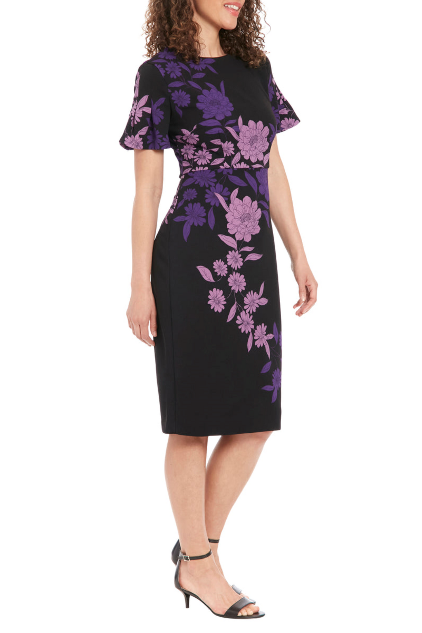 London Times Short Sleeve Floral Sheath Dress