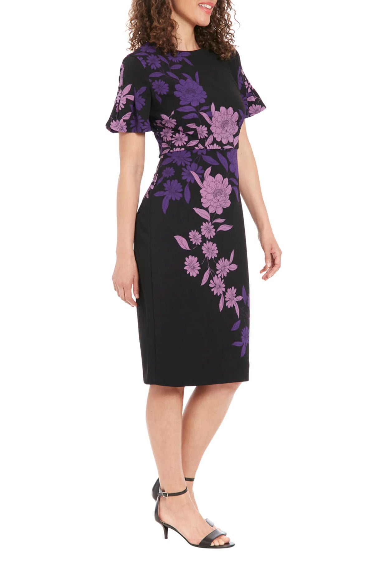 London Times Short Sleeve Floral Sheath Dress