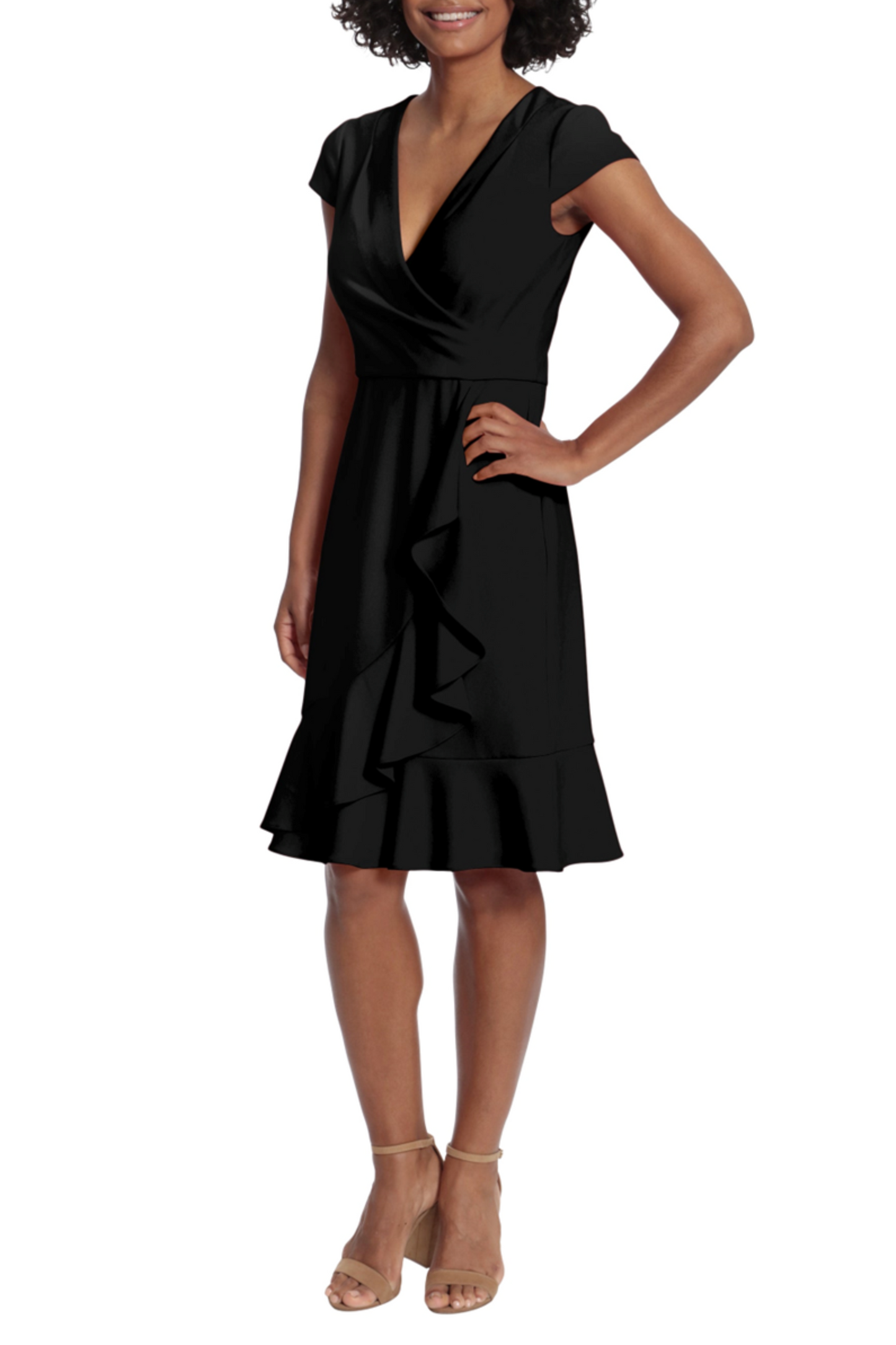 London Times Ruffled Draped Skirt Sheath Dress