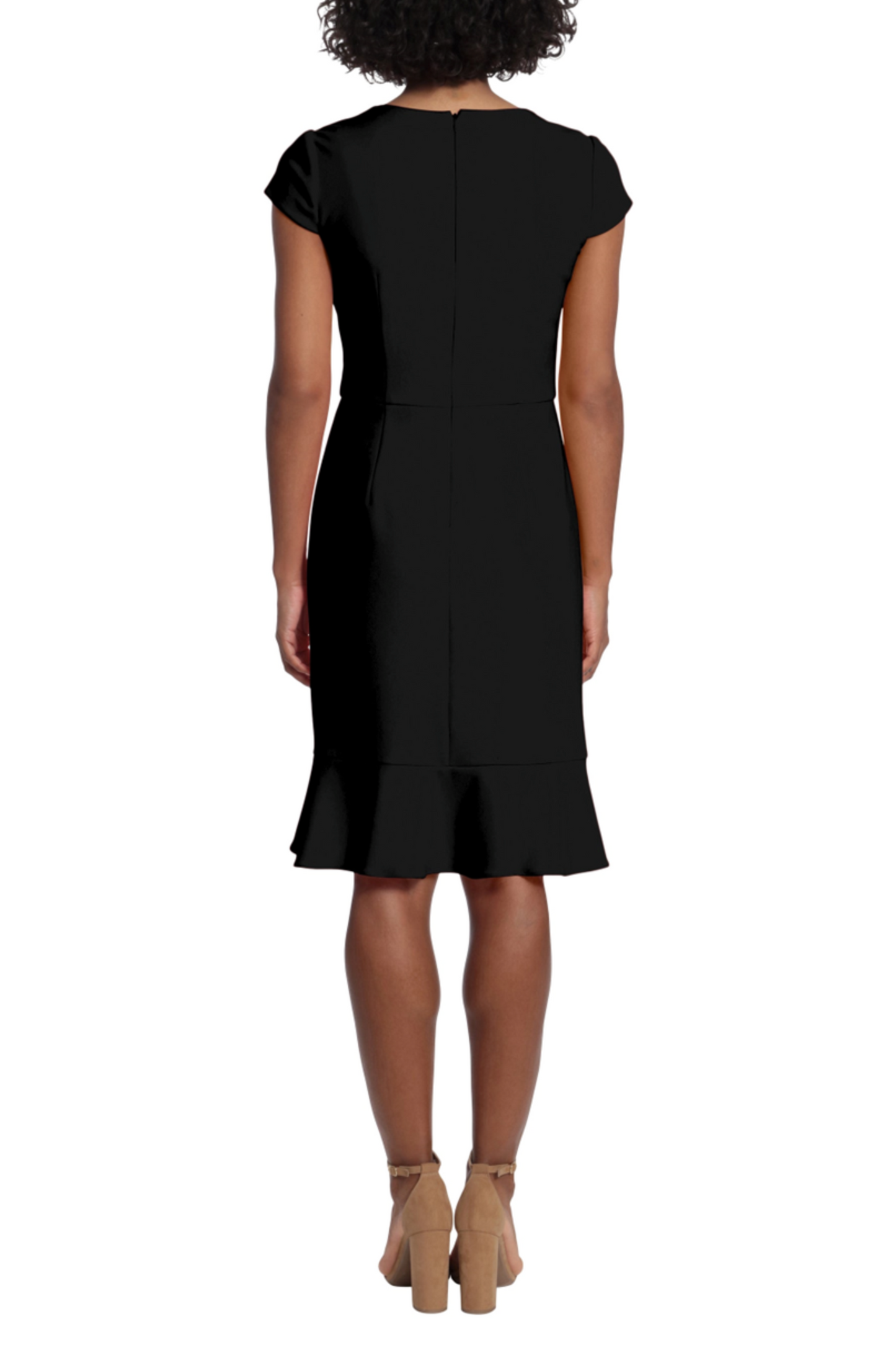 London Times Ruffled Draped Skirt Sheath Dress