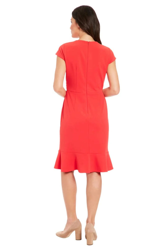London Times Ruffled Draped Skirt Sheath Dress