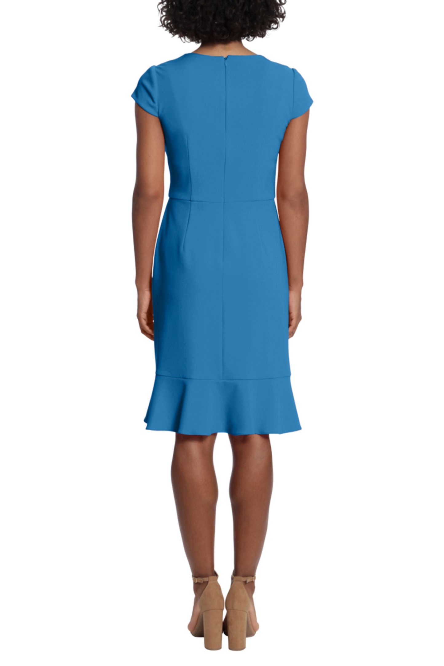 London Times Ruffled Draped Skirt Sheath Dress
