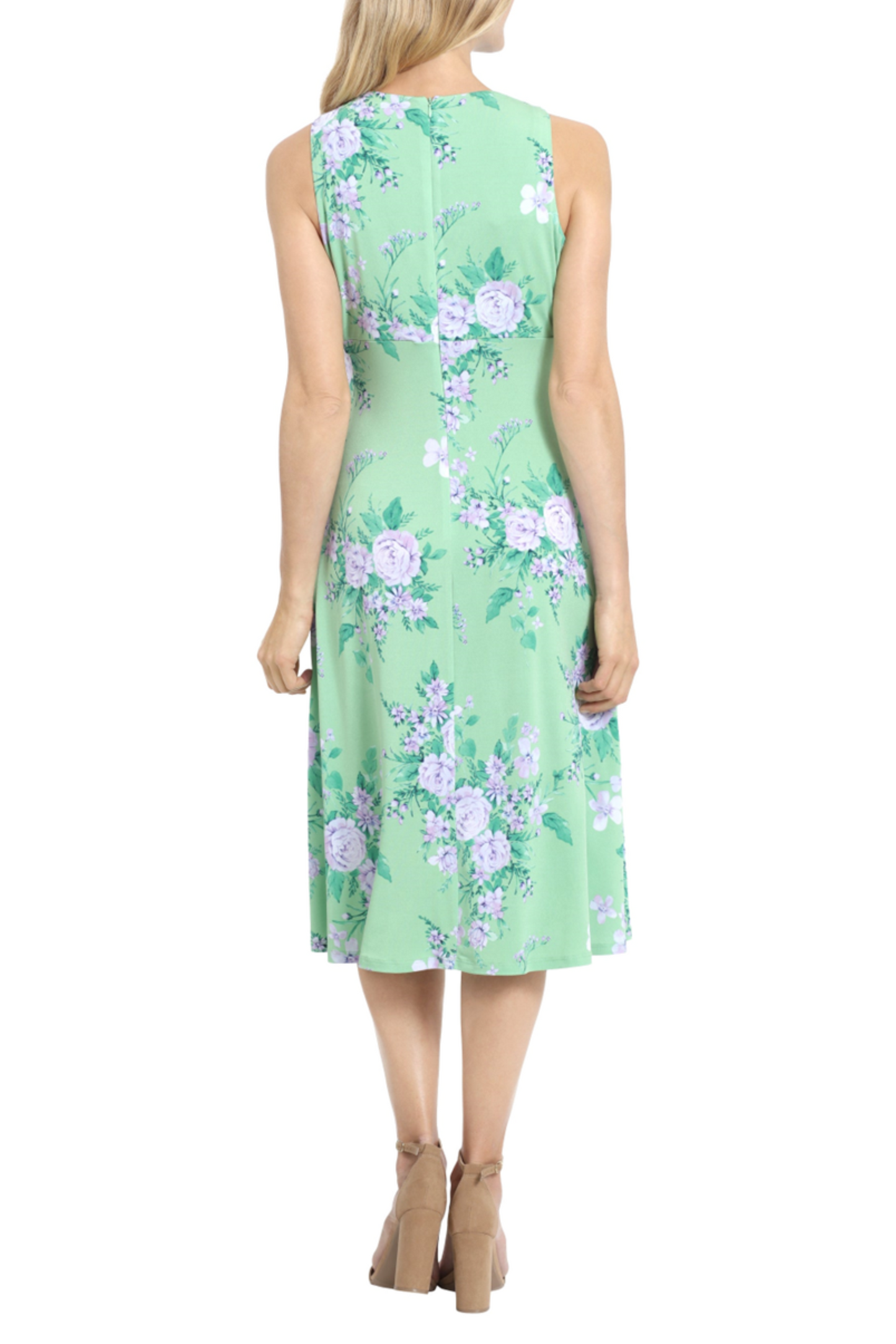 London Times Floral Sleeveless A-Line Midi Dress