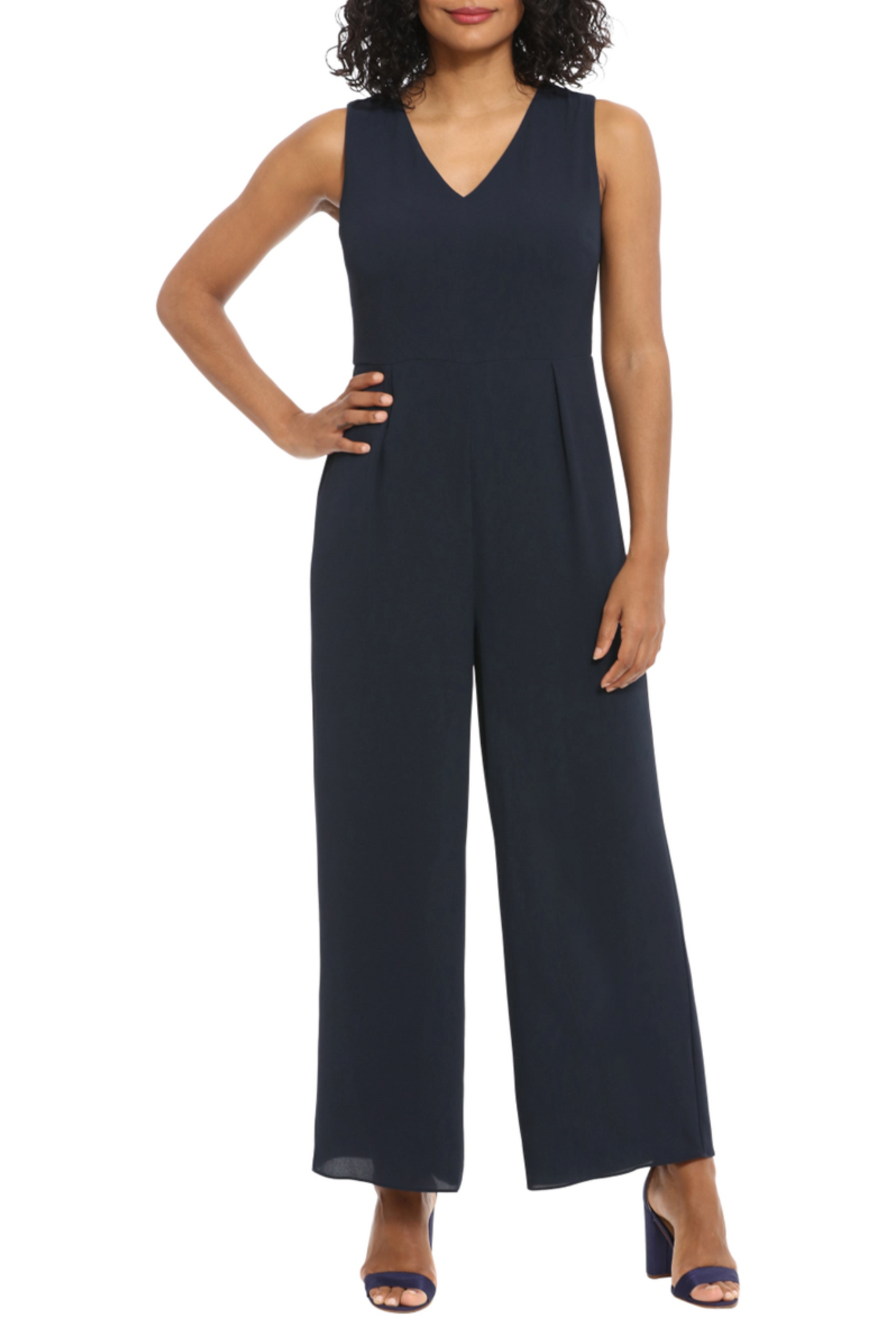 London Times Capelet Jacket Wide Leg Jumpsuit Set
