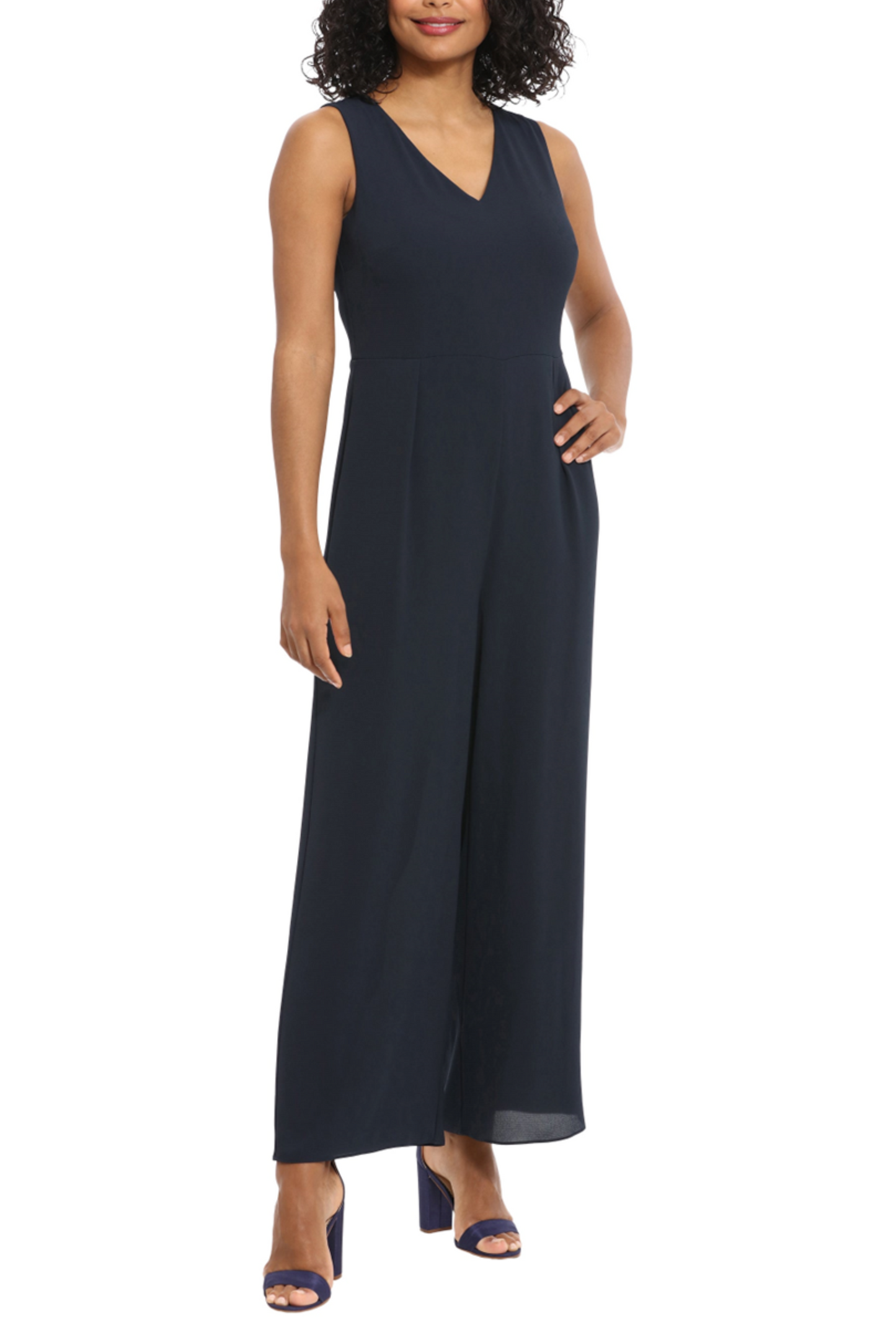 London Times Capelet Jacket Wide Leg Jumpsuit Set