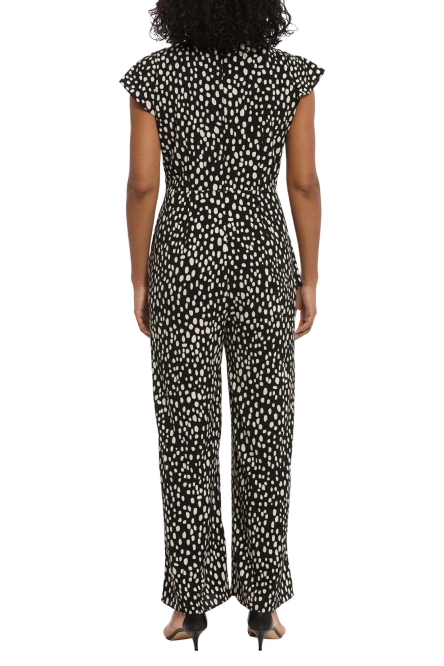London Times Cap Sleeve Side Tie Wide Leg Jumpsuit
