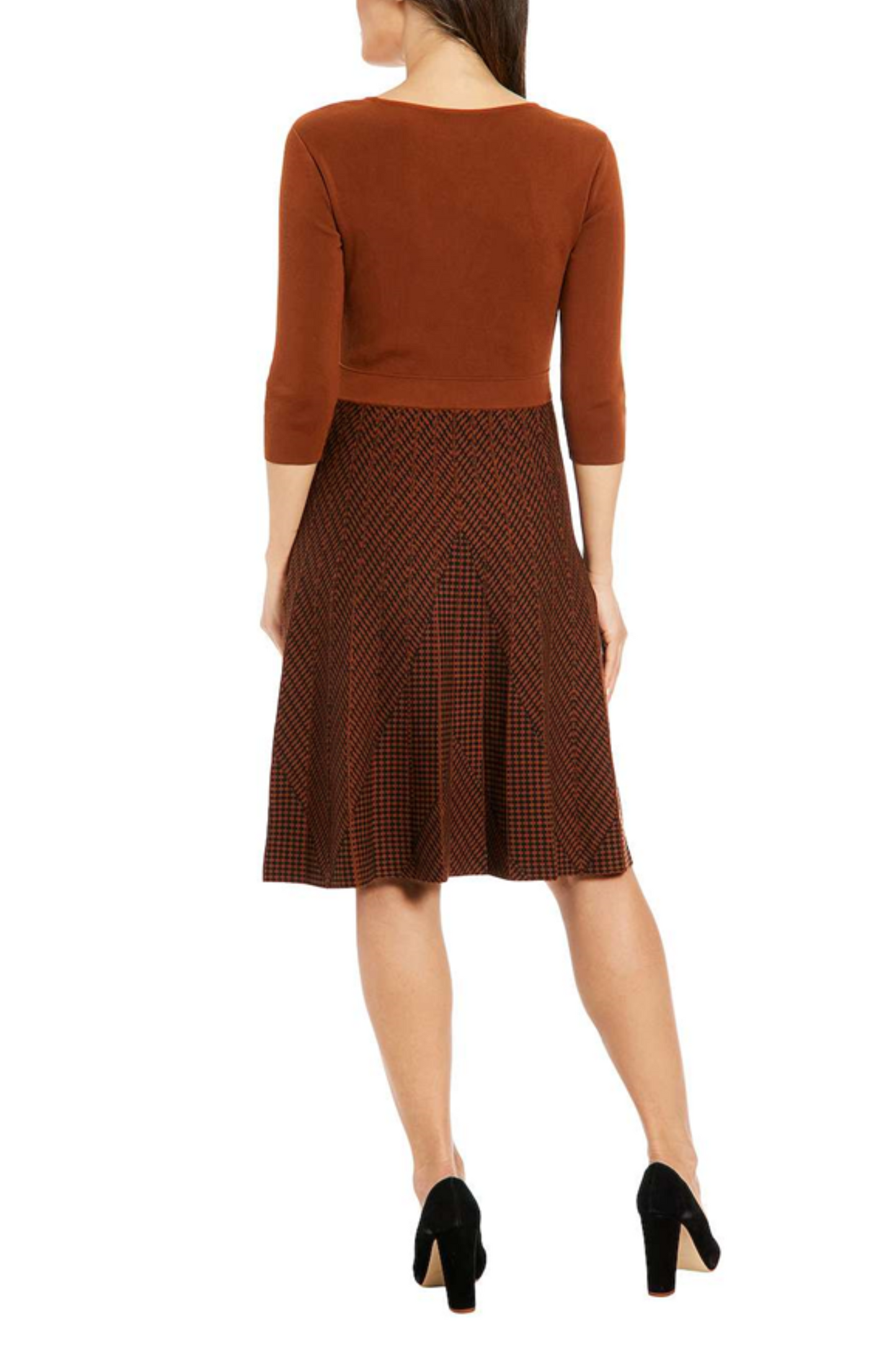 London Times Contrast Geo Print Sweater Dress