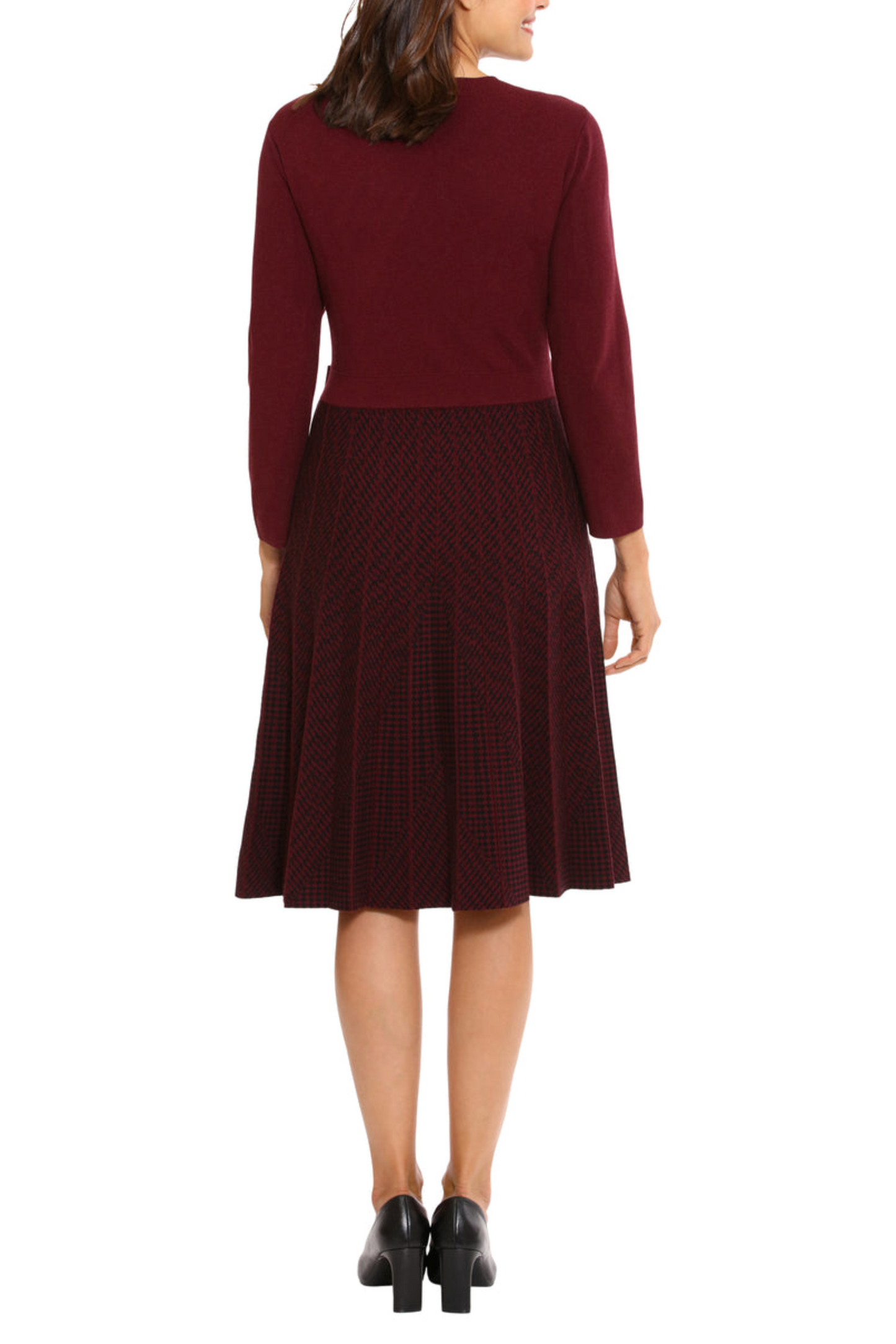 London Times Contrast Geo Print Sweater Dress