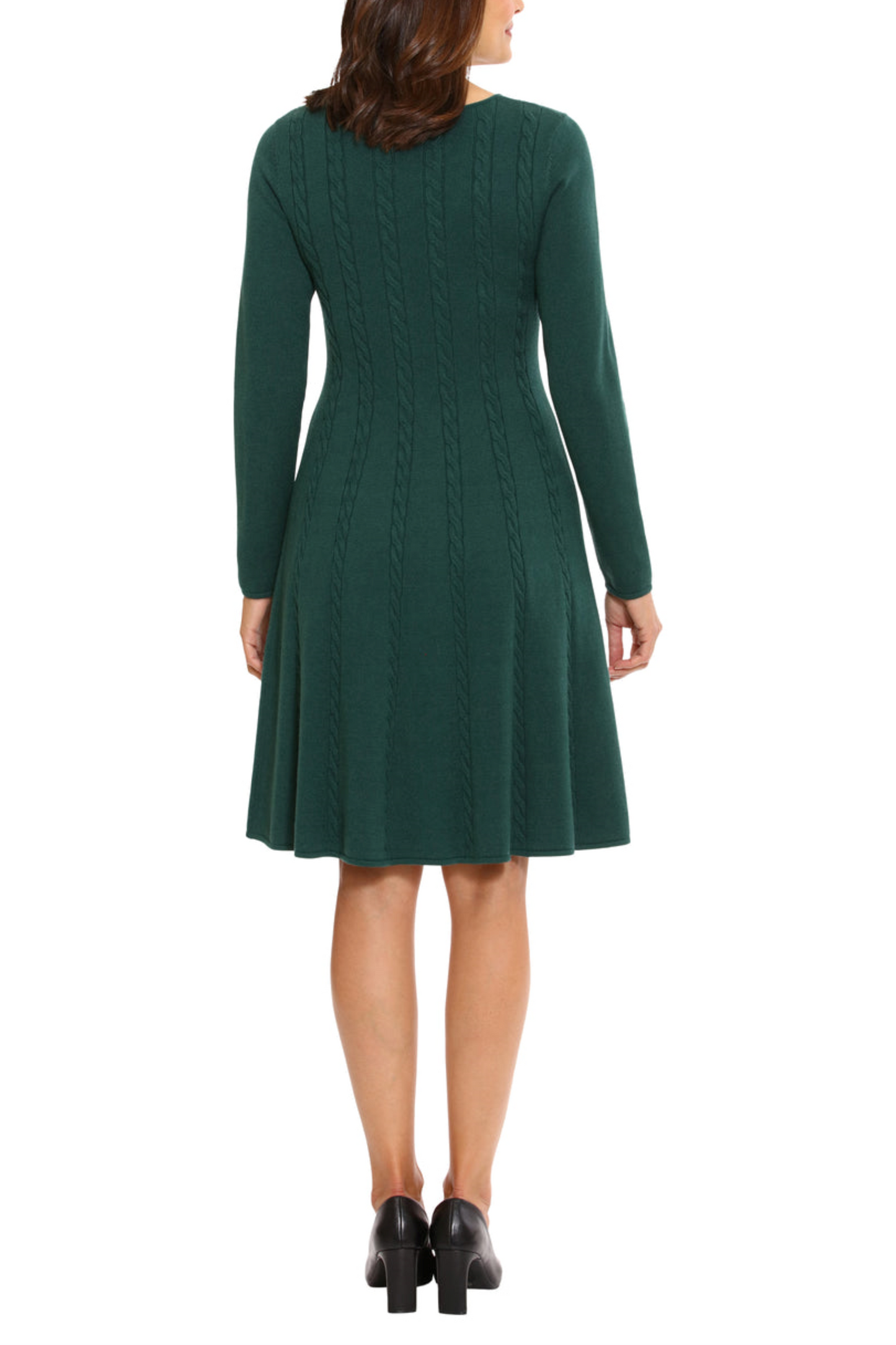 London Times Cable Knit Long Sleeve Sweater Dress