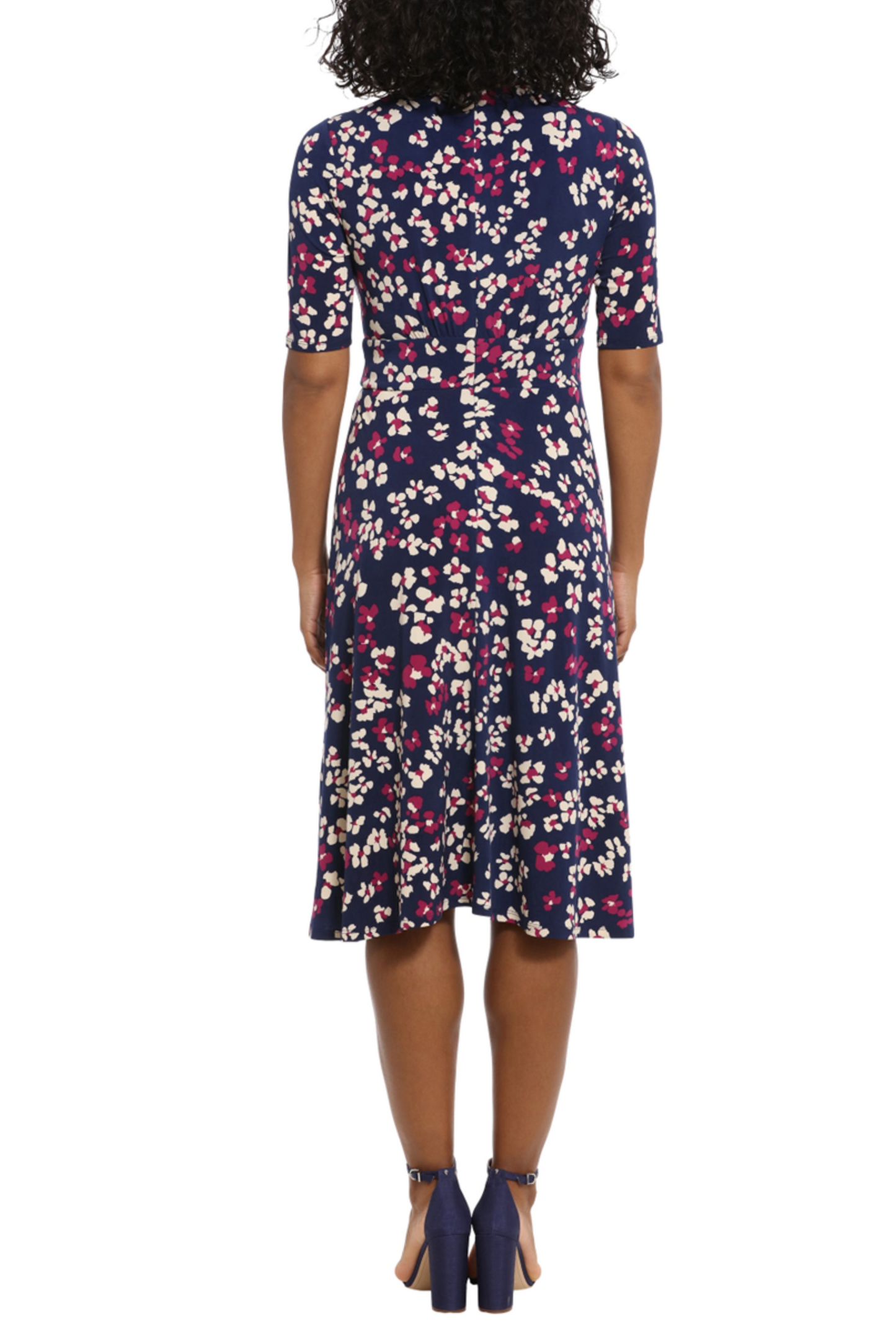 London Times Floral Print A Line Midi Dress