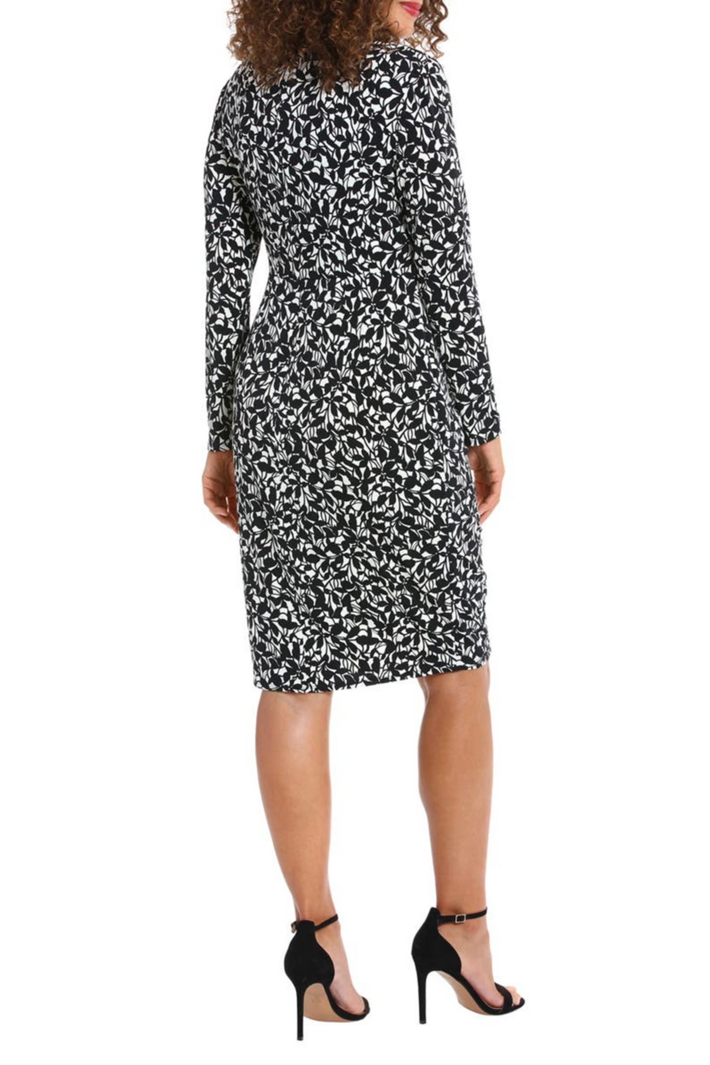 London Times Long Sleeve Floral Faux Wrap Dress