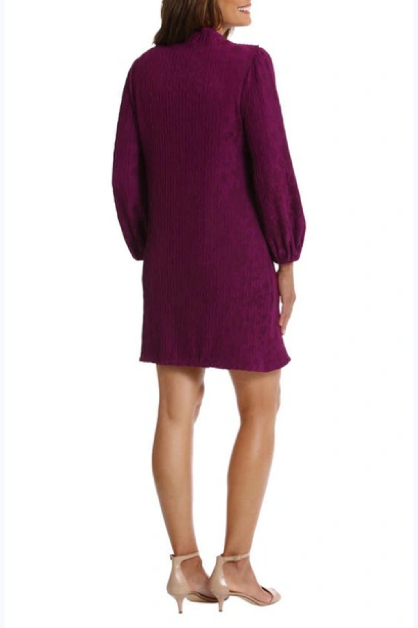 London Times Long Sleeve Floral Motif Shift Dress