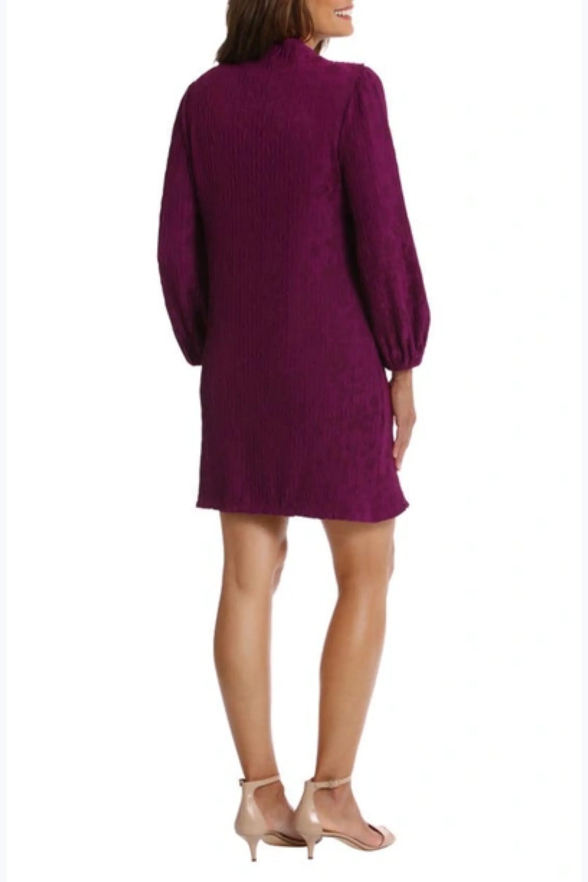 London Times Long Sleeve Floral Motif Shift Dress