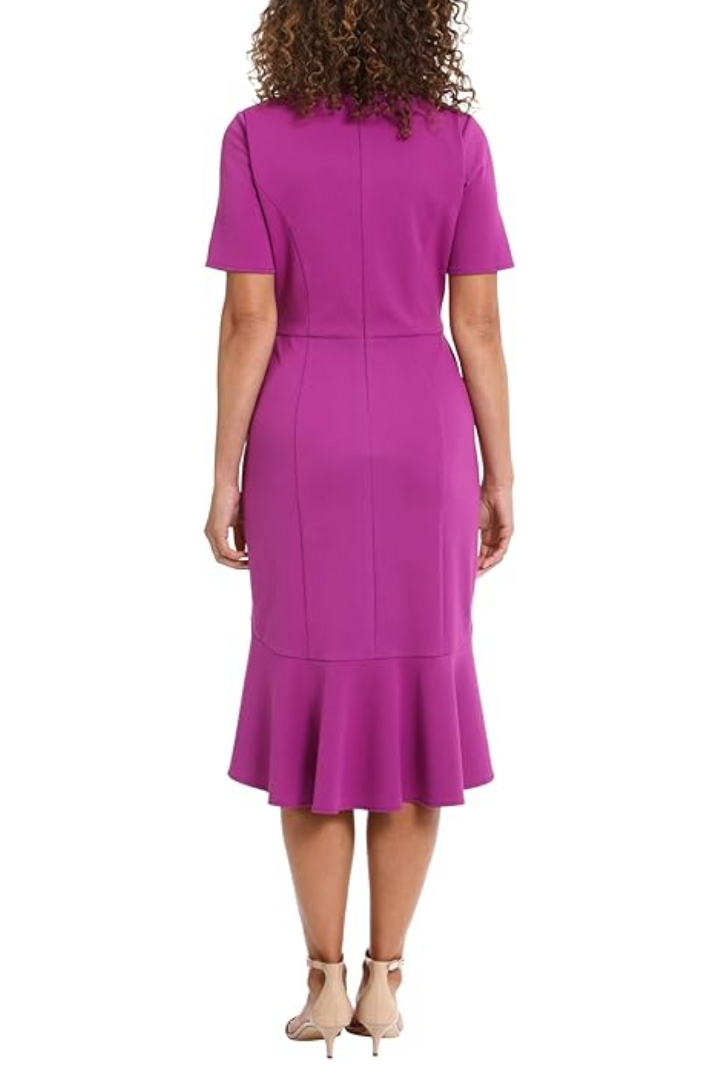 London Times Flounce Hem Short Sleeve Sheath Dress