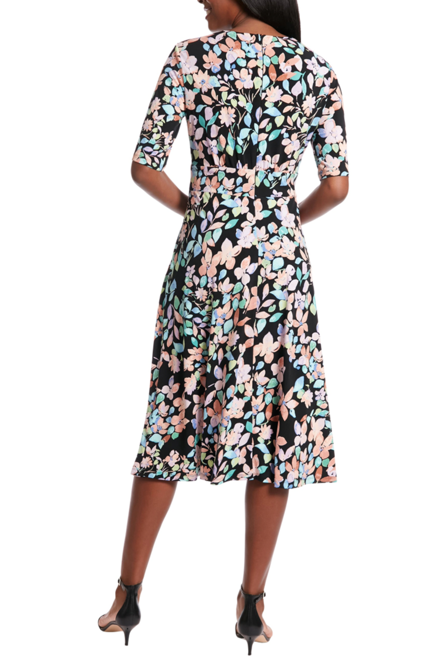London Times Floral A-line Midi Dress