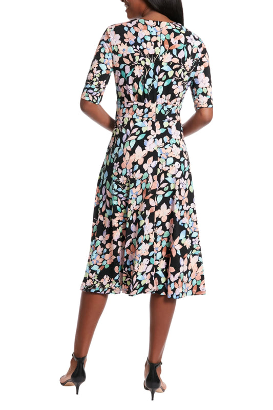London Times Floral A-line Midi Dress