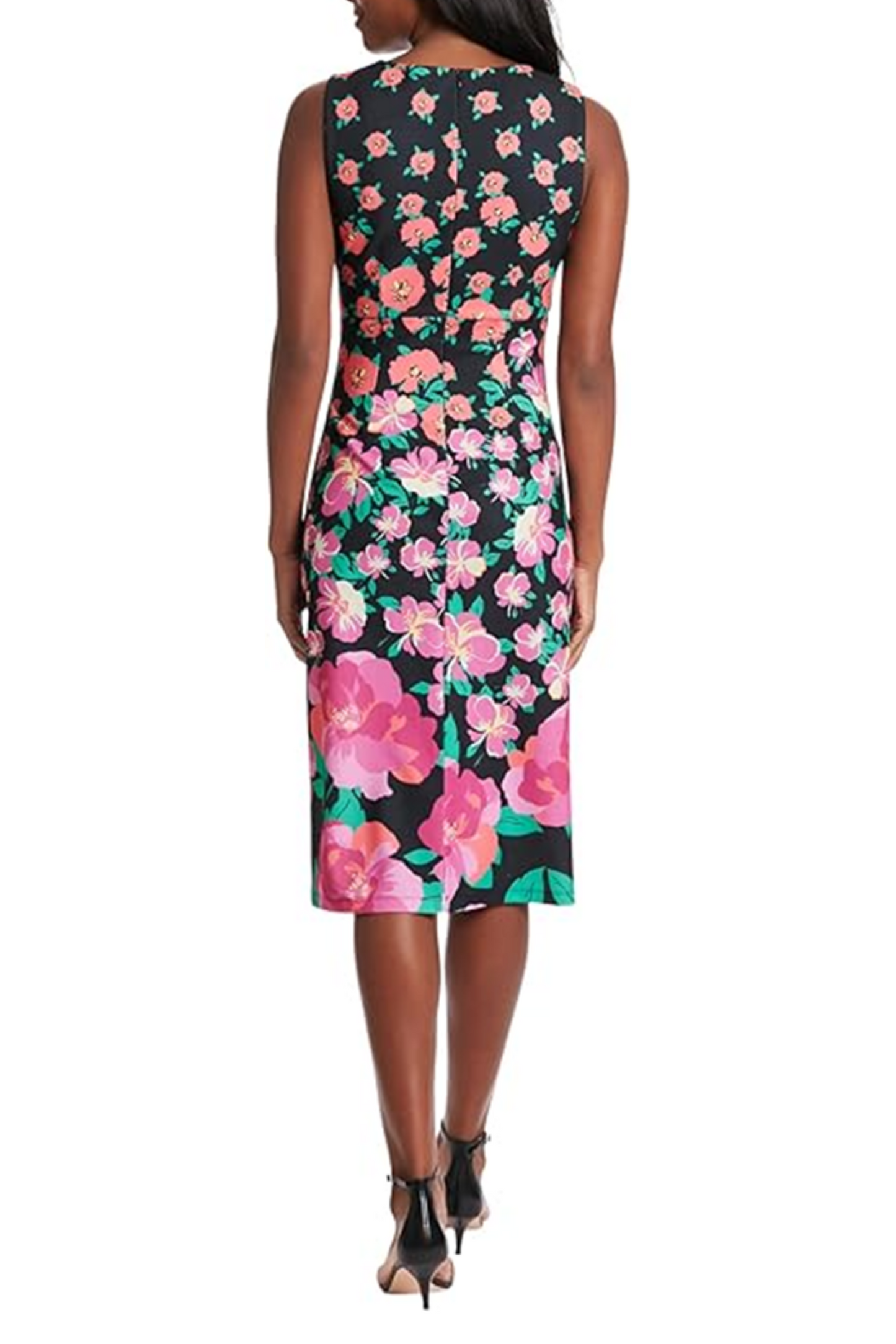 London Times Sleeveless Asymmetrical Neck Dress