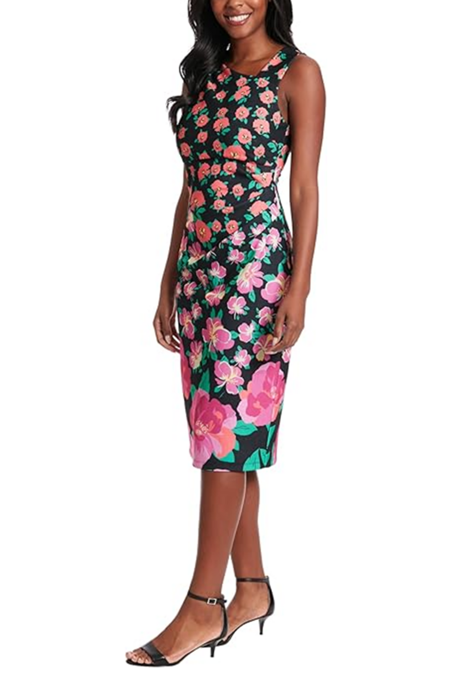 London Times Sleeveless Asymmetrical Neck Dress