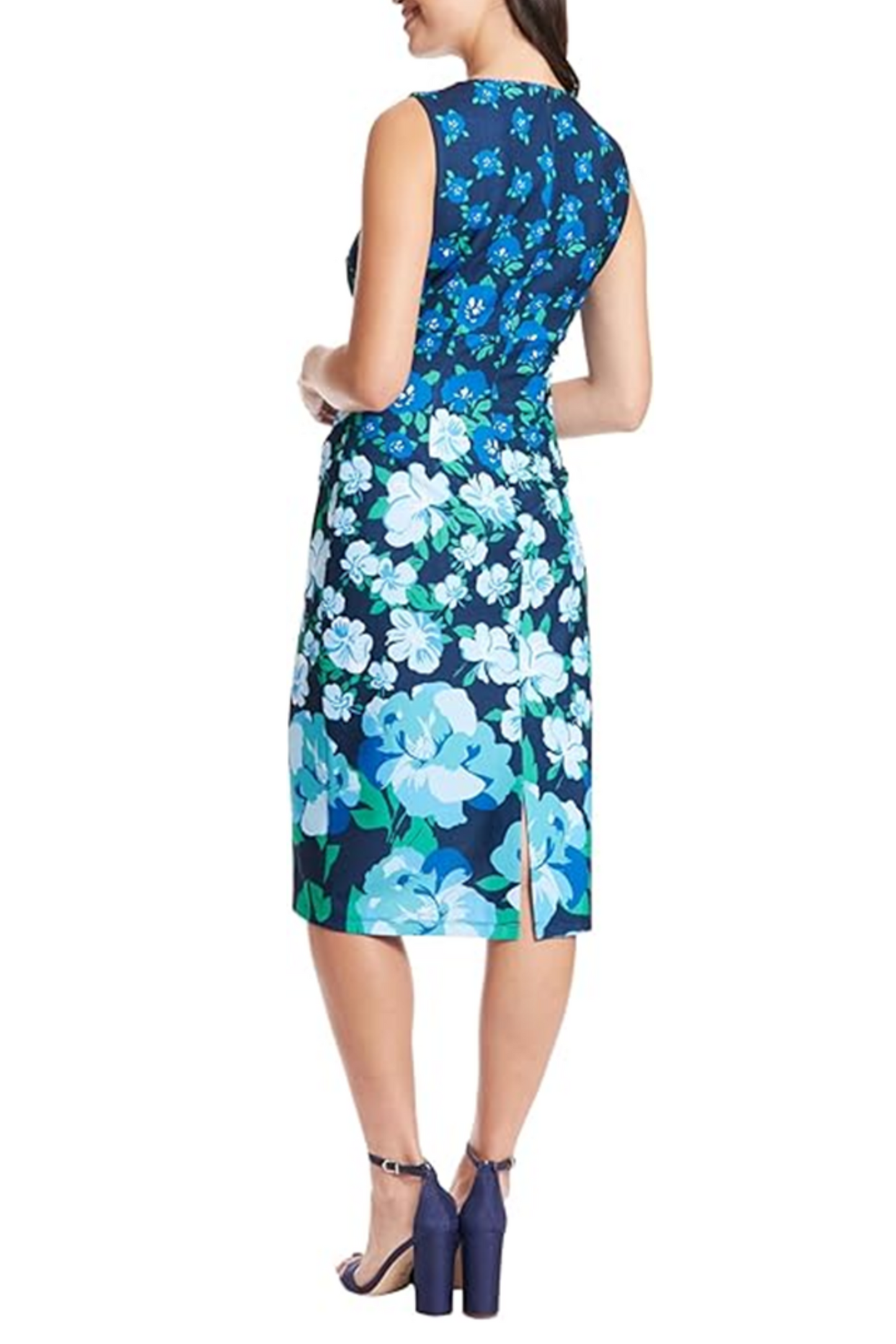 London Times Sleeveless Asymmetrical Neck Dress