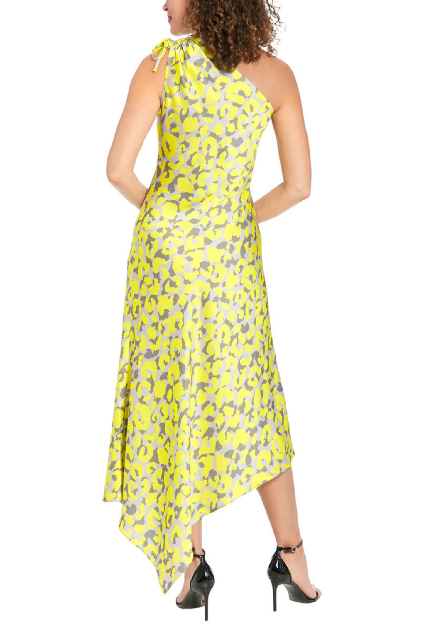 London Times One Shoulder Asymmetrical Midi Dress
