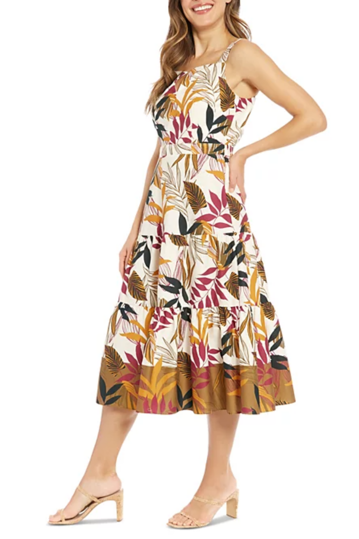 London Times Sleeveless Tiered Midi Dress